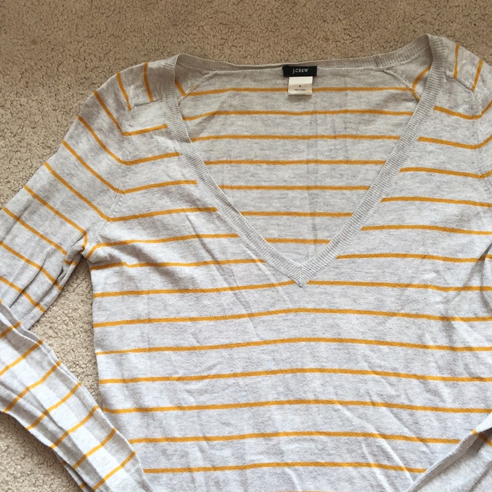 JCrew V neck Striped Sweater